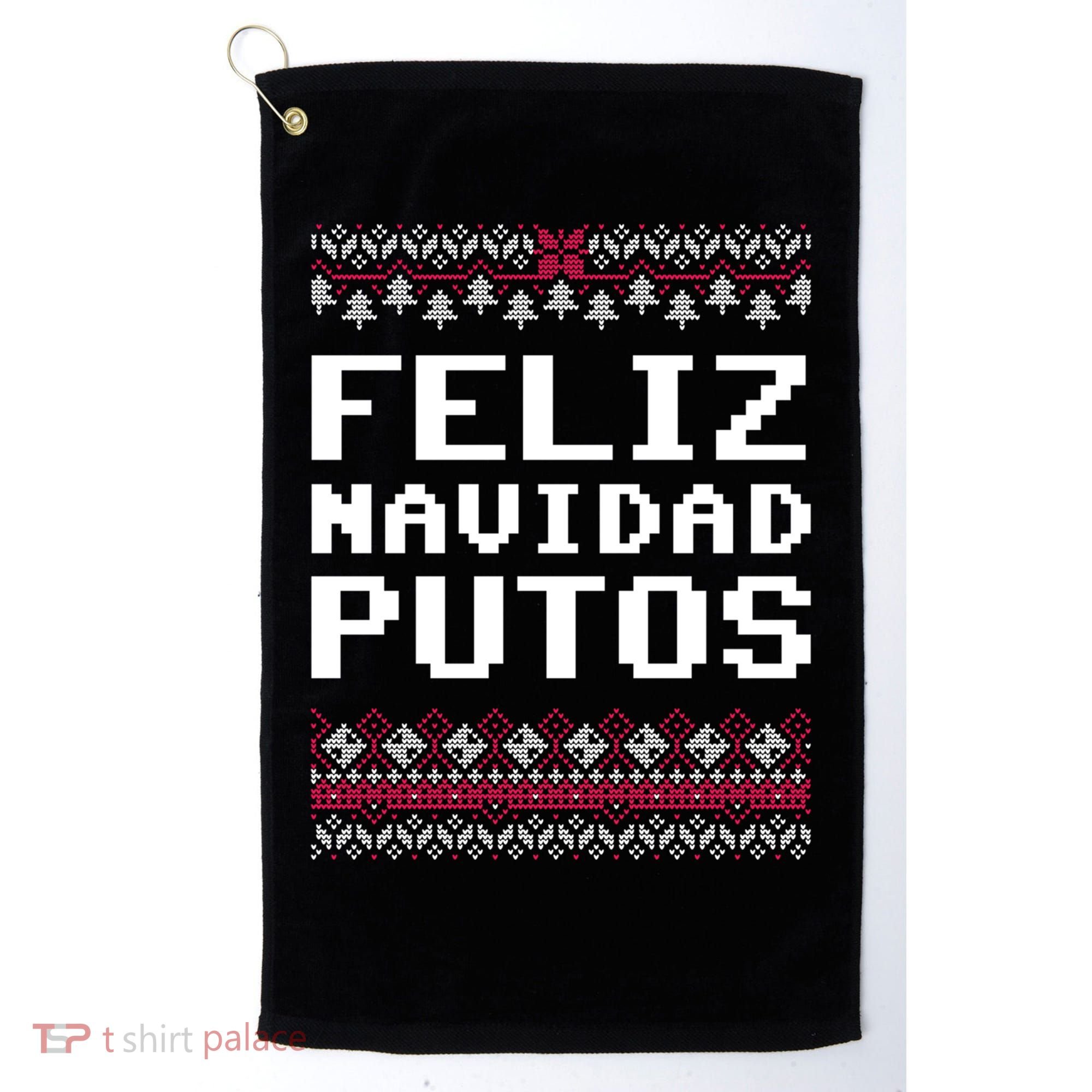 Feliz Navidad Mexican Ugly Christmas Sweater Funny Gift Golf Towel