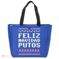 Feliz Navidad Mexican Ugly Christmas Sweater Funny Gift Tote Bag thumb 0