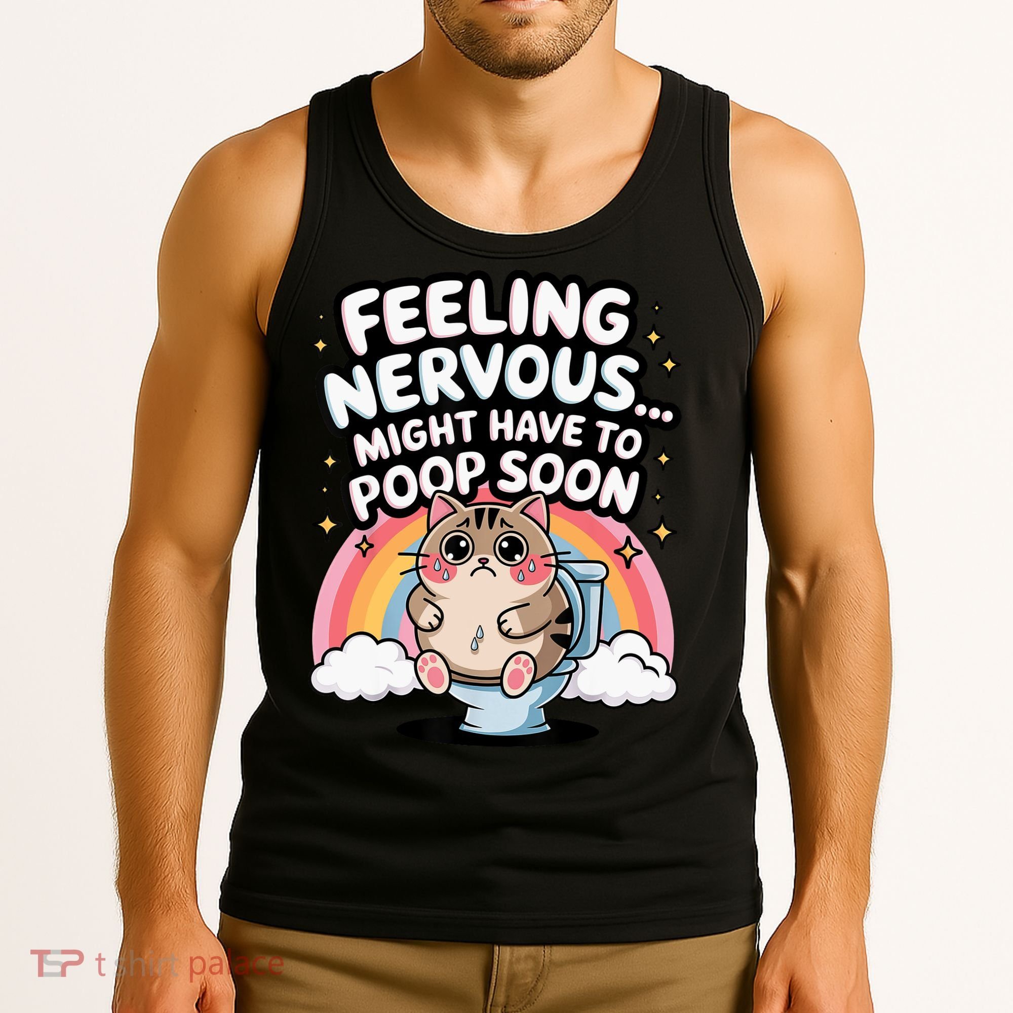 Feeling Nervous Might Have To Poop Soon Funny Saying  Tank Top