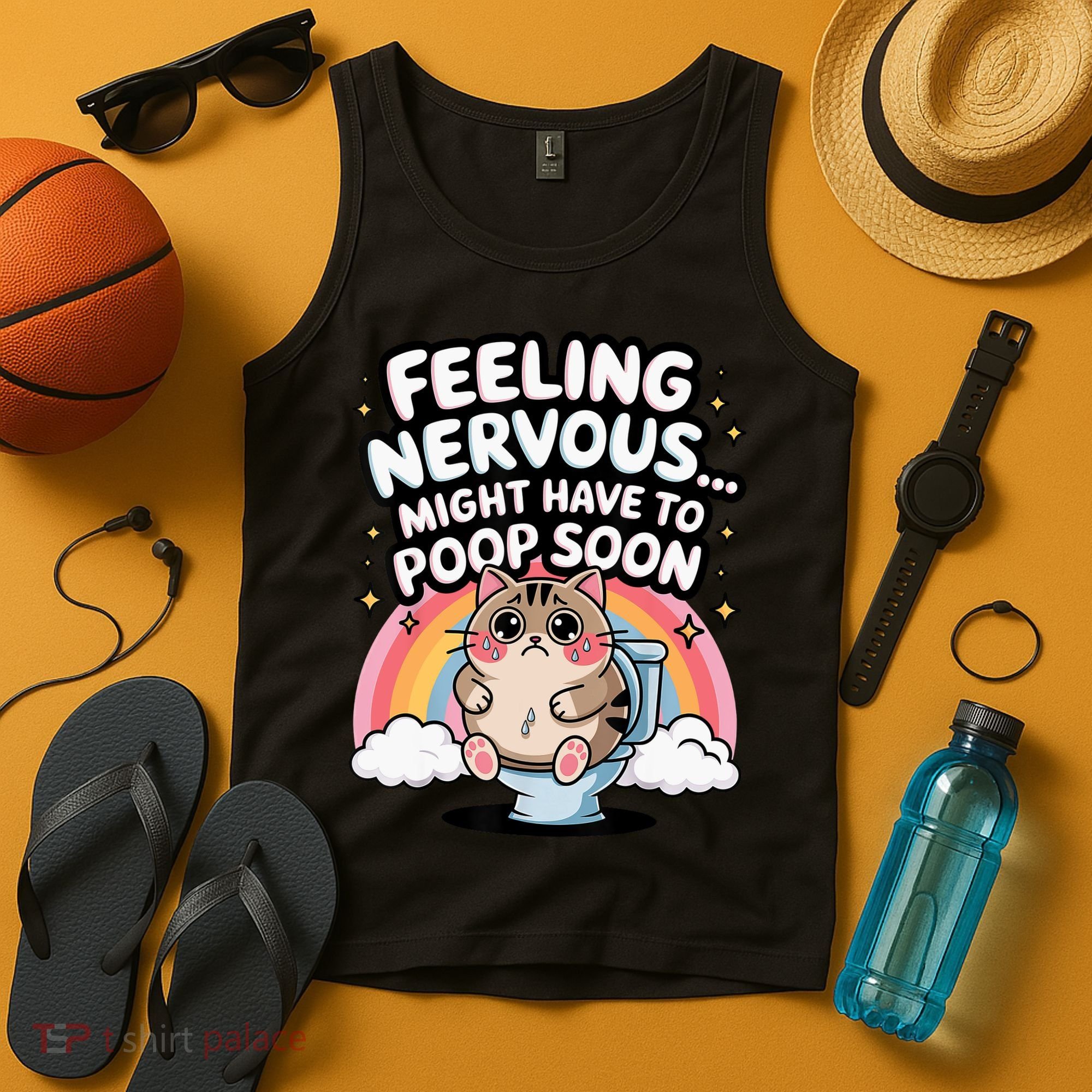 Feeling Nervous Might Have To Poop Soon Funny Saying  Tank Top