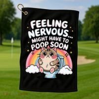 Feeling Nervous Might Have To Poop Soon Funny Saying  Golf Towel thumb 1