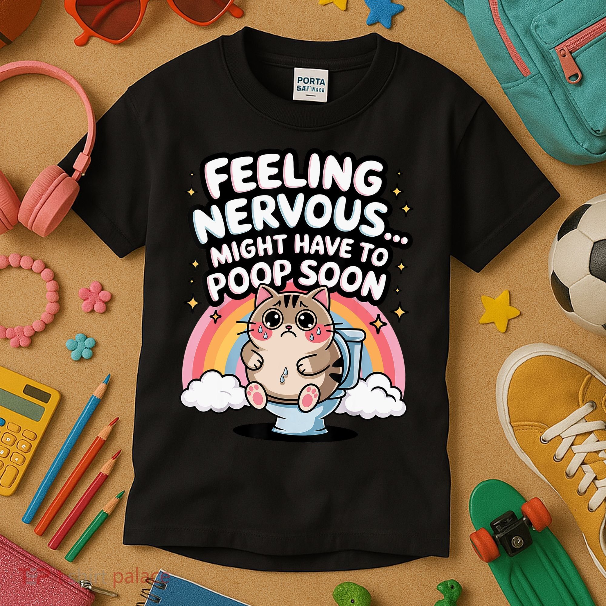 Feeling Nervous Might Have To Poop Soon Funny Saying  Kids T-Shirt