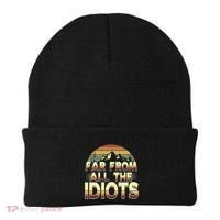 Funny Nature Meme Far From All The Idiots Funny Hiking Memes Beanie thumb 0