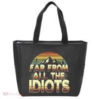 Funny Nature Meme Far From All The Idiots Funny Hiking Memes Tote Bag thumb 0
