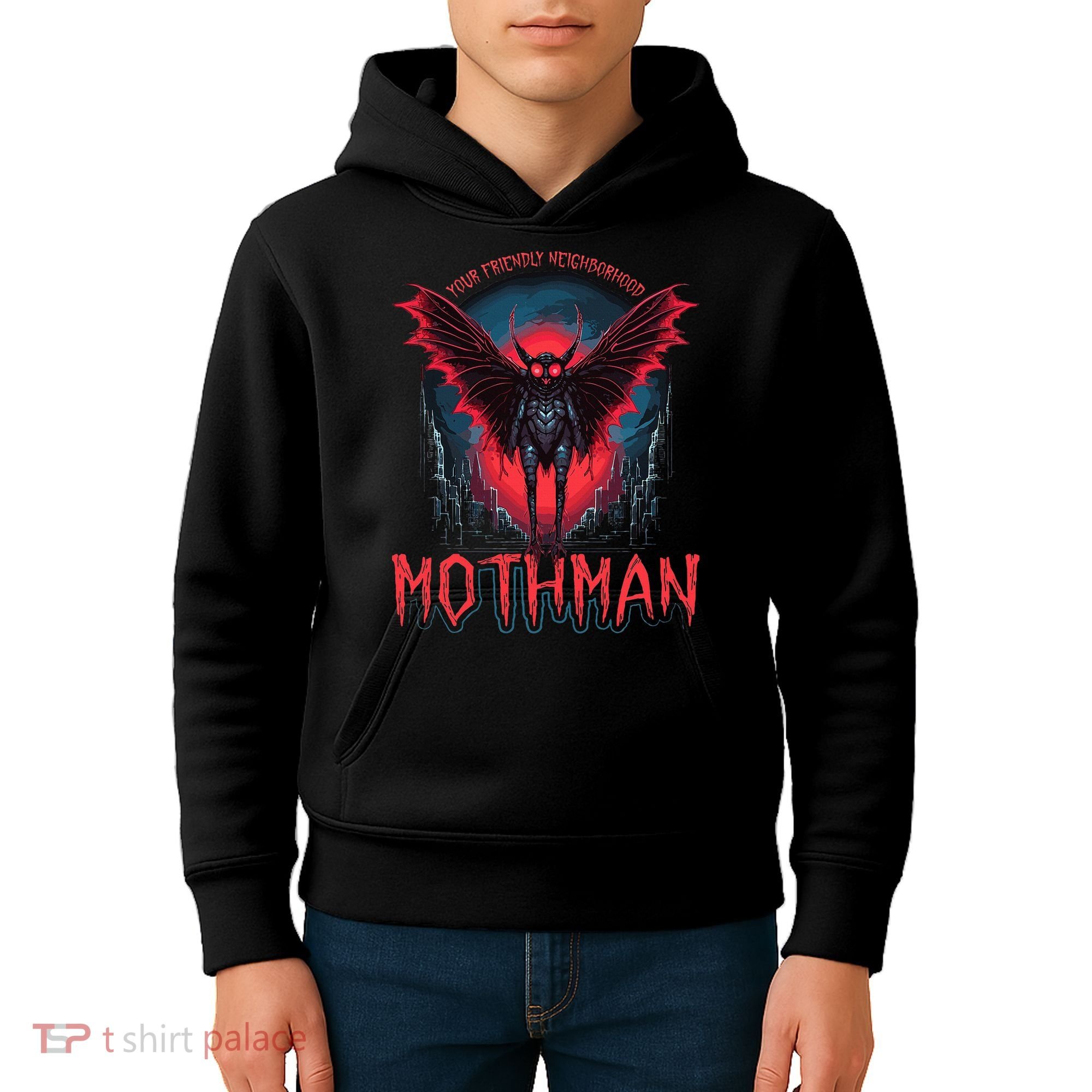 Friendly Neighborhood Mothman Cryptid Kids Hoodie