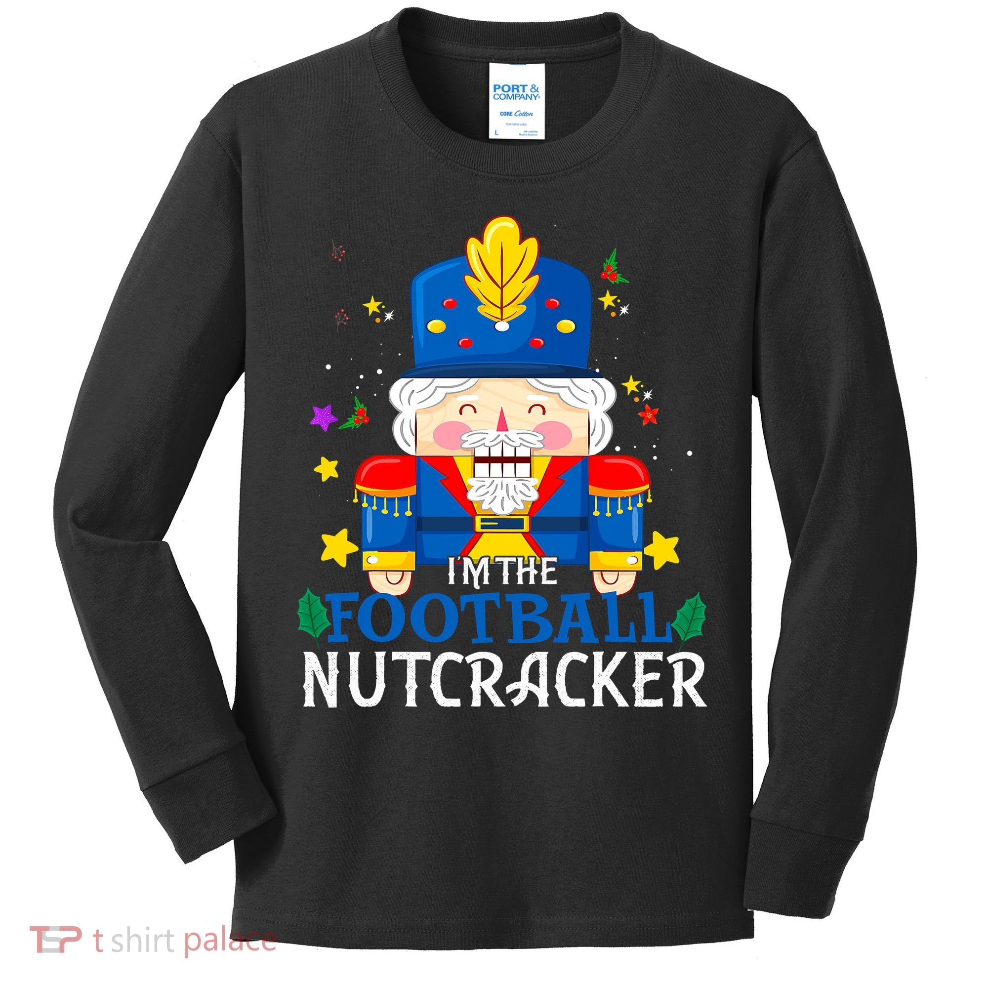 Football Nutcracker Matching Family Group Christmas Party Pj Kids Long Sleeve Shirt