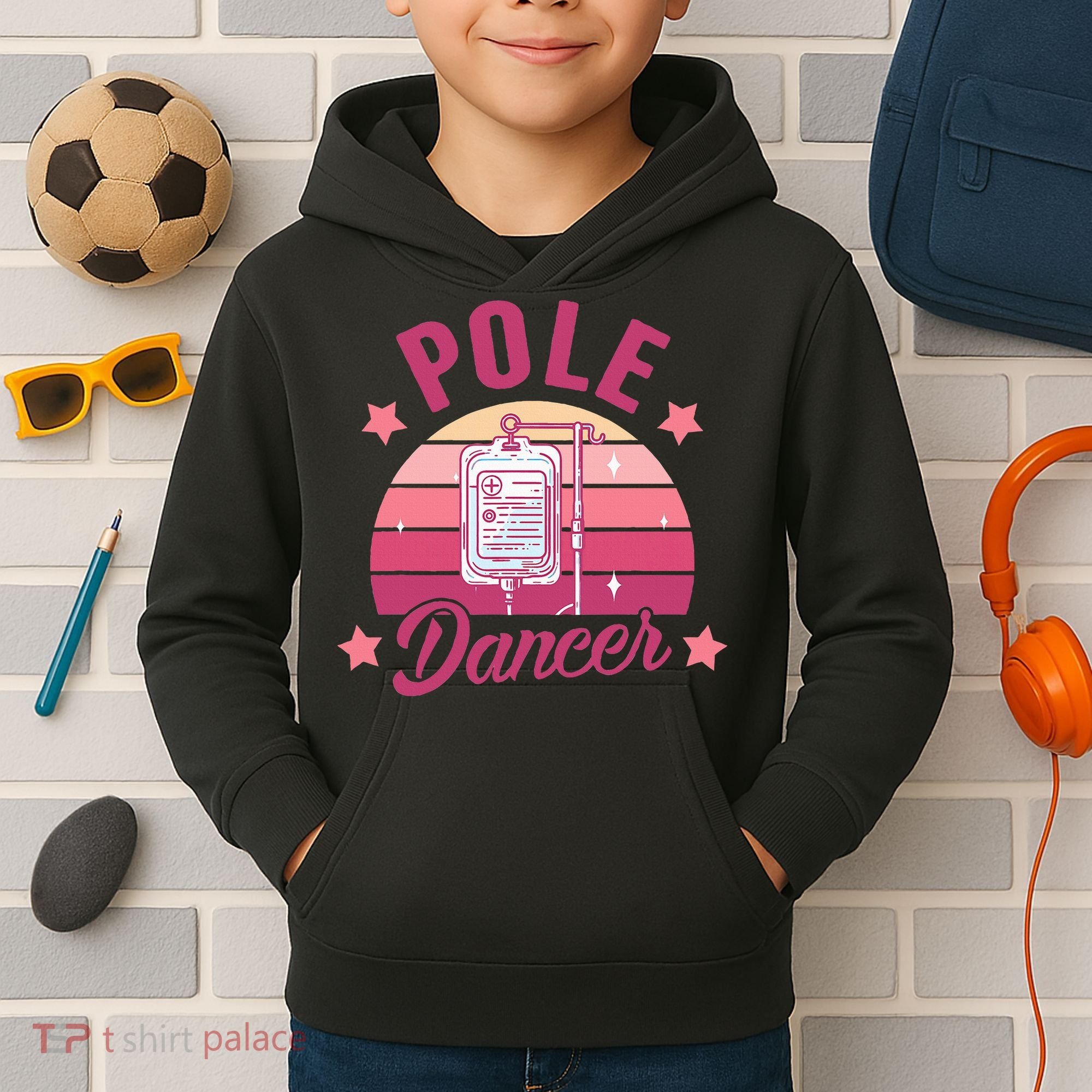 Funny Nurse Nursing Cancer Warrior Chemo Day Pole Dancer Kids Hoodie