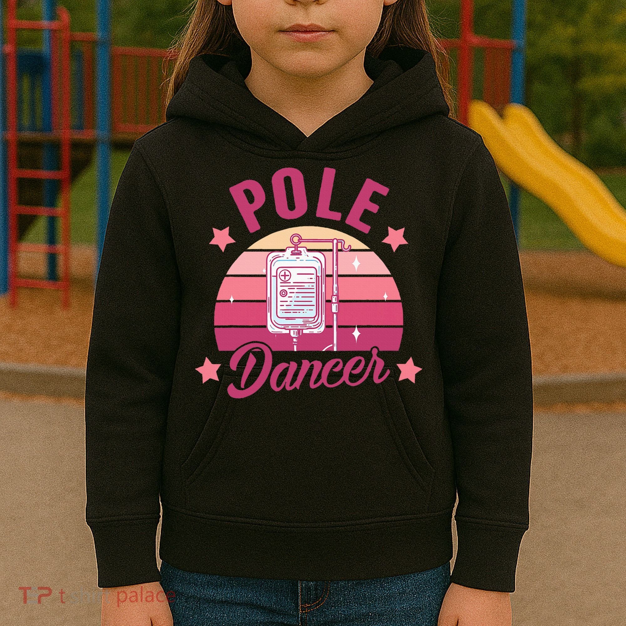Funny Nurse Nursing Cancer Warrior Chemo Day Pole Dancer Kids Hoodie