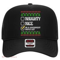 Funny Naughty Nice On A Government Watch List Christmas Xmas  Hat thumb 0