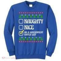 Funny Naughty Nice On A Government Watch List Christmas Xmas  Sweatshirt thumb 0