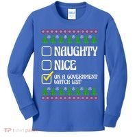 Funny Naughty Nice On A Government Watch List Christmas Xmas  Kids Long Sleeve Shirt thumb 0