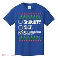 Funny Naughty Nice On A Government Watch List Christmas Xmas  Kids T-Shirt thumb 0