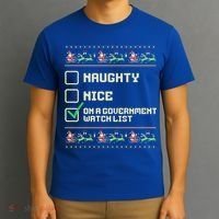 Funny Naughty Nice On A Government Watch List Christmas Xmas T-Shirt thumb 3