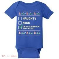 Funny Naughty Nice On A Government Watch List Christmas Xmas Baby Bodysuit thumb 0