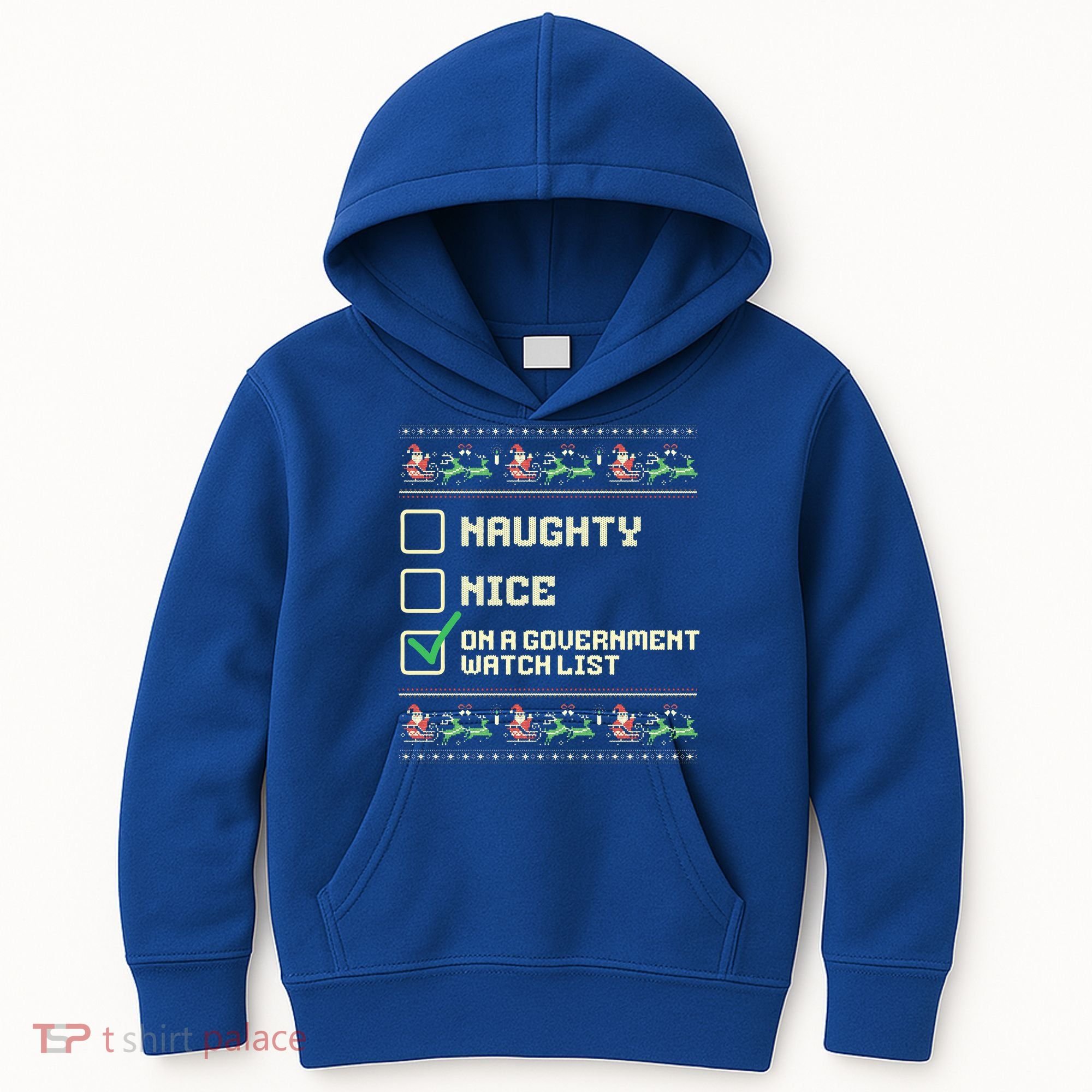 Funny Naughty Nice On A Government Watch List Christmas Xmas Kids Hoodie