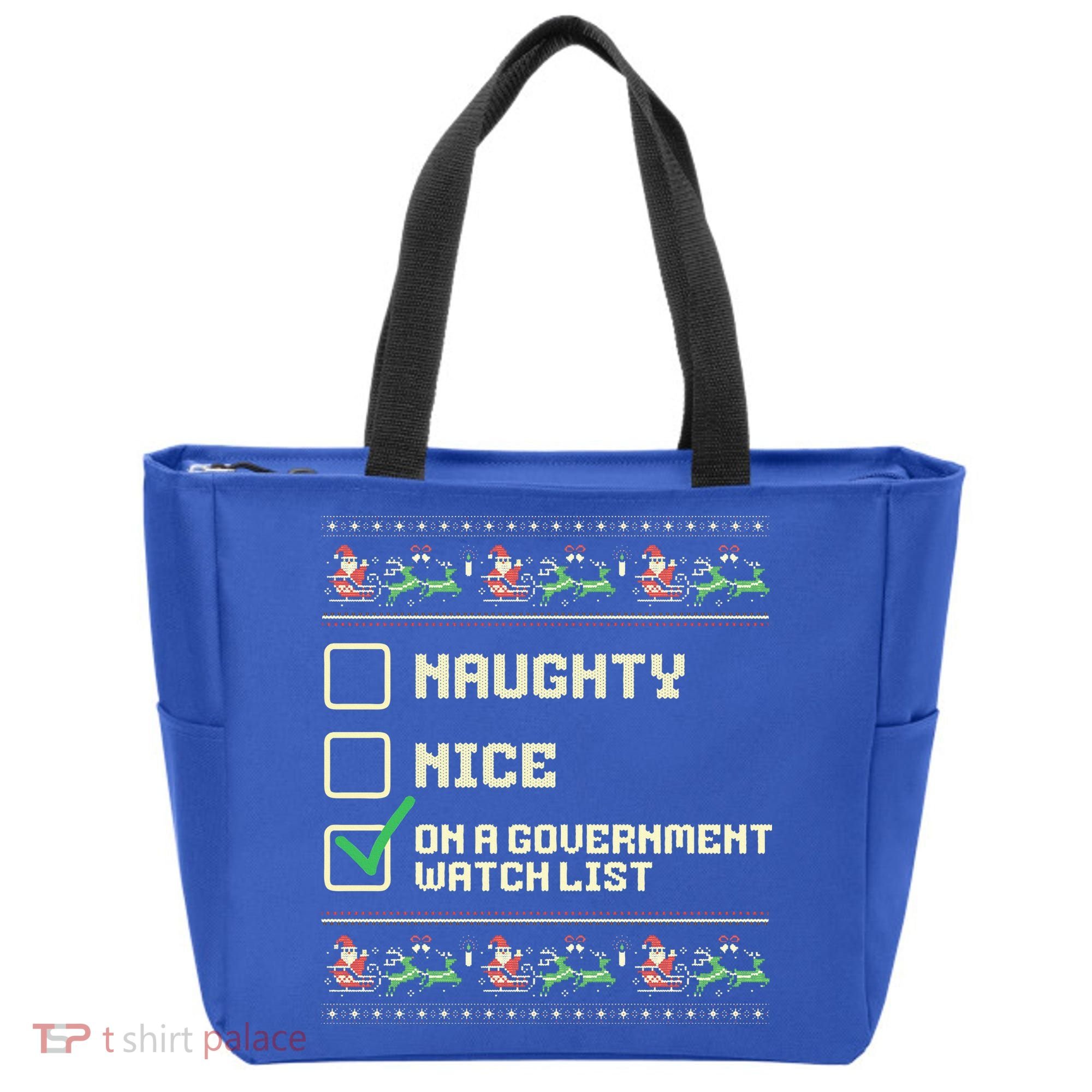 Funny Naughty Nice On A Government Watch List Christmas Xmas Tote Bag