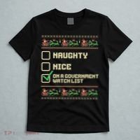 Funny Naughty Nice On A Government Watch List Christmas Xmas T-Shirt thumb 5