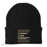 Funny Naughty Nice On A Government Watch List Christmas Xmas Beanie thumb 0