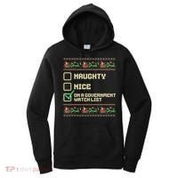 Funny Naughty Nice On A Government Watch List Christmas Xmas Women's Hoodie thumb 0