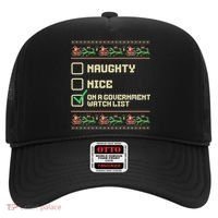 Funny Naughty Nice On A Government Watch List Christmas Xmas Hat thumb 0