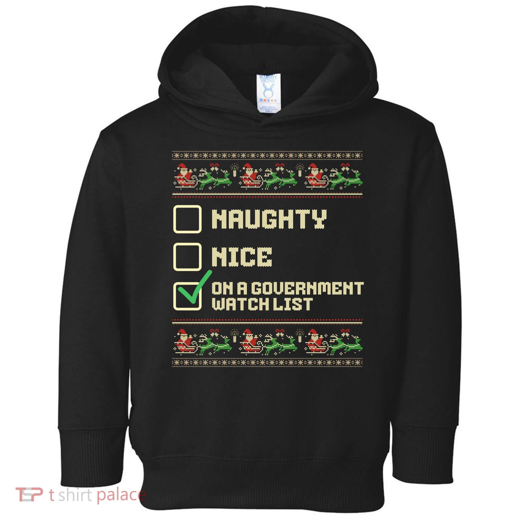 Funny Naughty Nice On A Government Watch List Christmas Xmas Toddler Hoodie