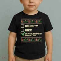 Funny Naughty Nice On A Government Watch List Christmas Xmas Toddler T-Shirt thumb 2