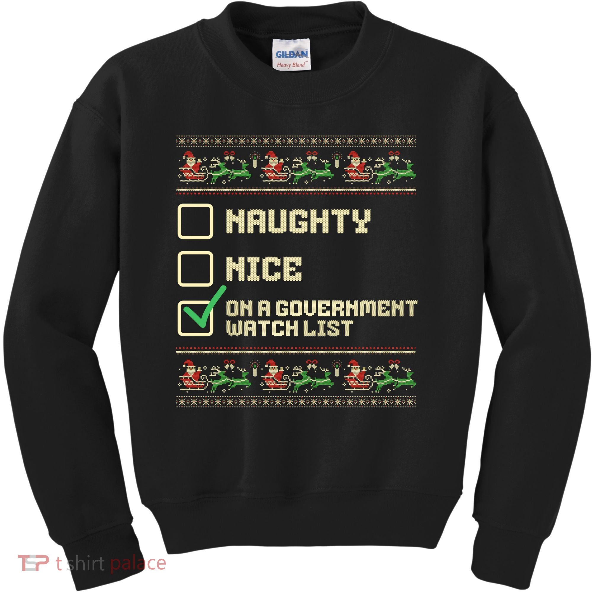 Funny Naughty Nice On A Government Watch List Christmas Xmas Kids Sweatshirt