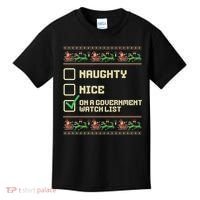 Funny Naughty Nice On A Government Watch List Christmas Xmas Kids T-Shirt thumb 0