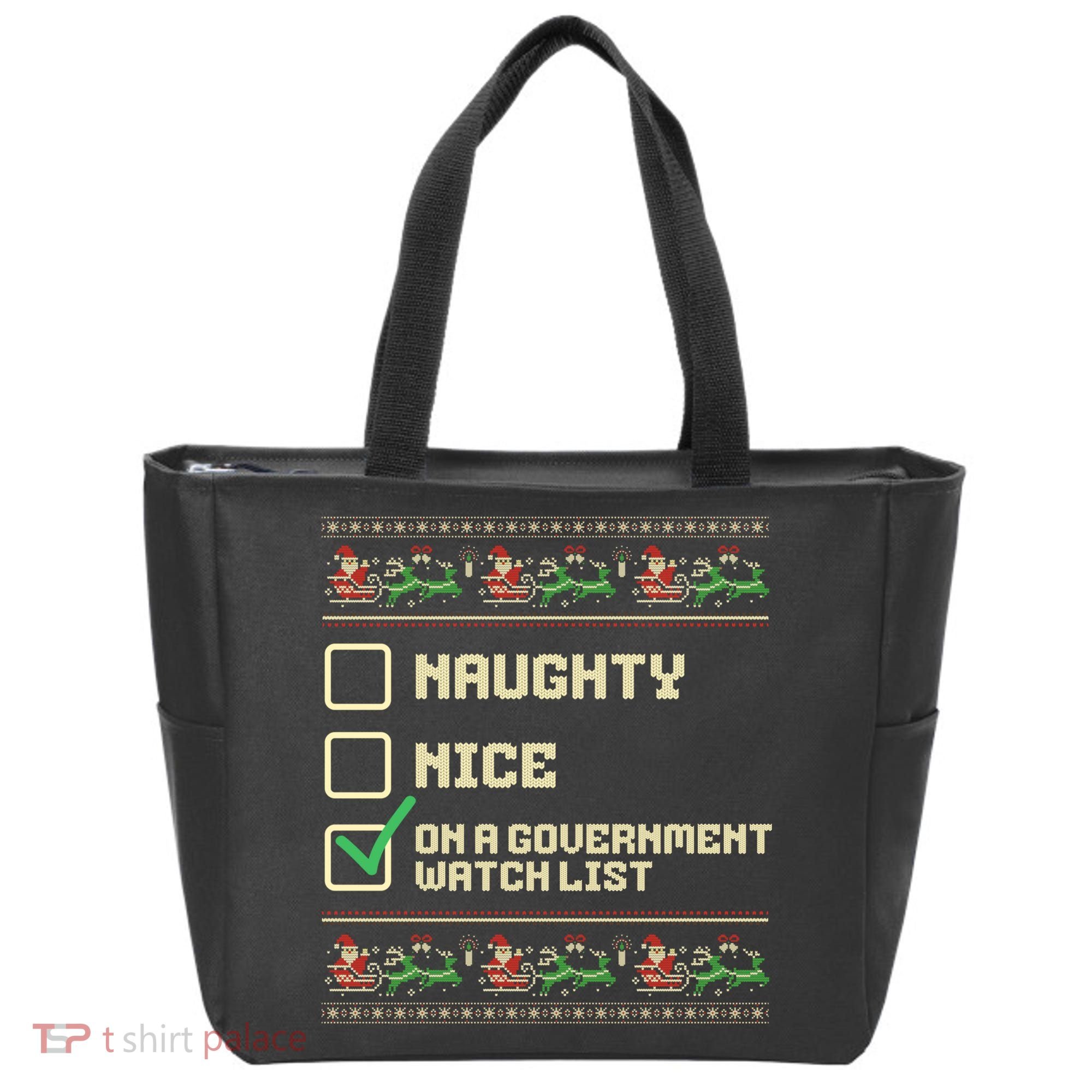 Funny Naughty Nice On A Government Watch List Christmas Xmas Tote Bag