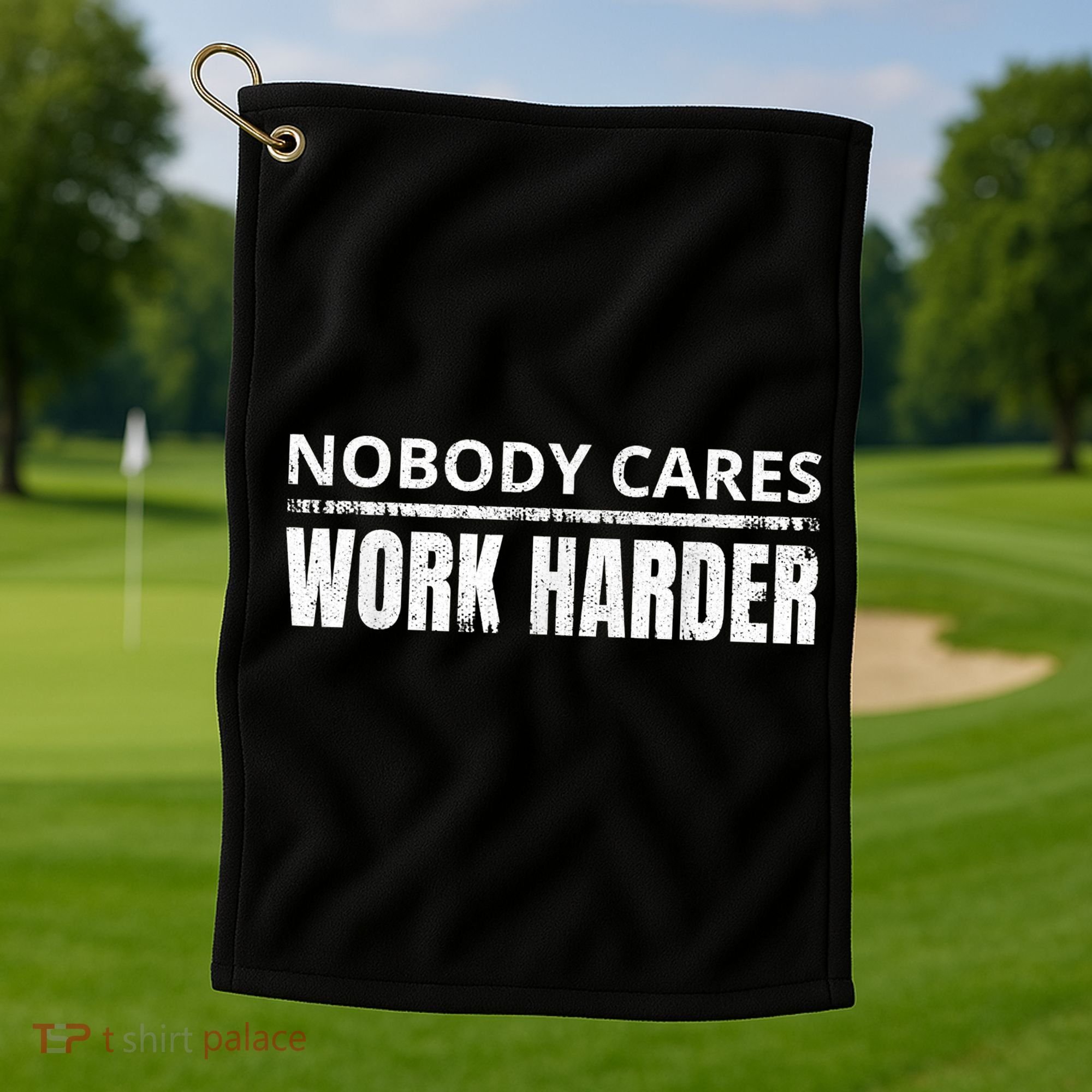Funny No One Cares Work Harder Meme No One Cares Work Harder Motivational Quote Golf Towel