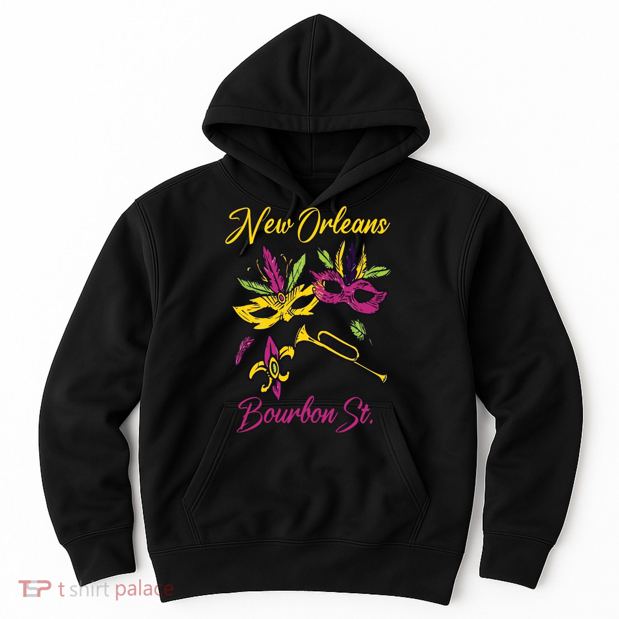 French New Orleans Mardi Gras Souvenir Bourbon Street Hoodie
