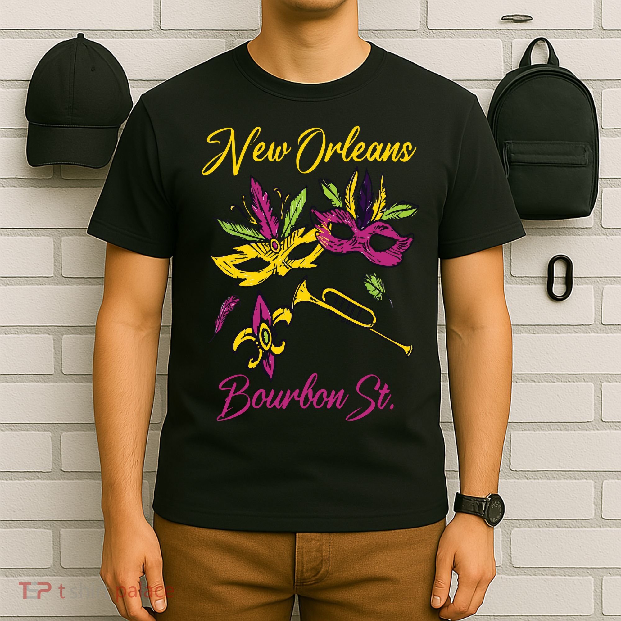 French New Orleans Mardi Gras Souvenir Bourbon Street T-Shirt