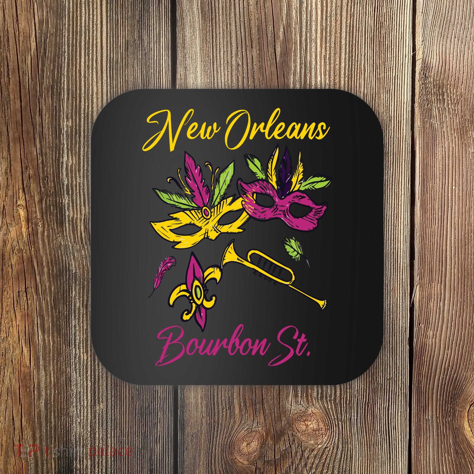 French New Orleans Mardi Gras Souvenir Bourbon Street Coaster