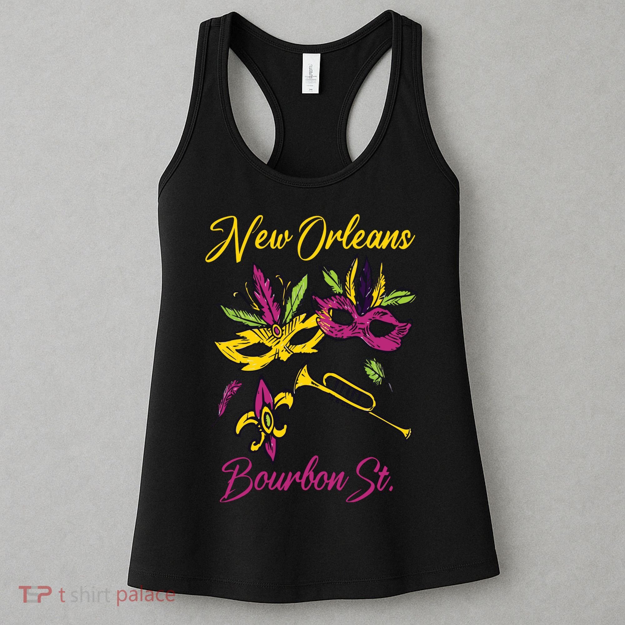 French New Orleans Mardi Gras Souvenir Bourbon Street Women's Tank Top