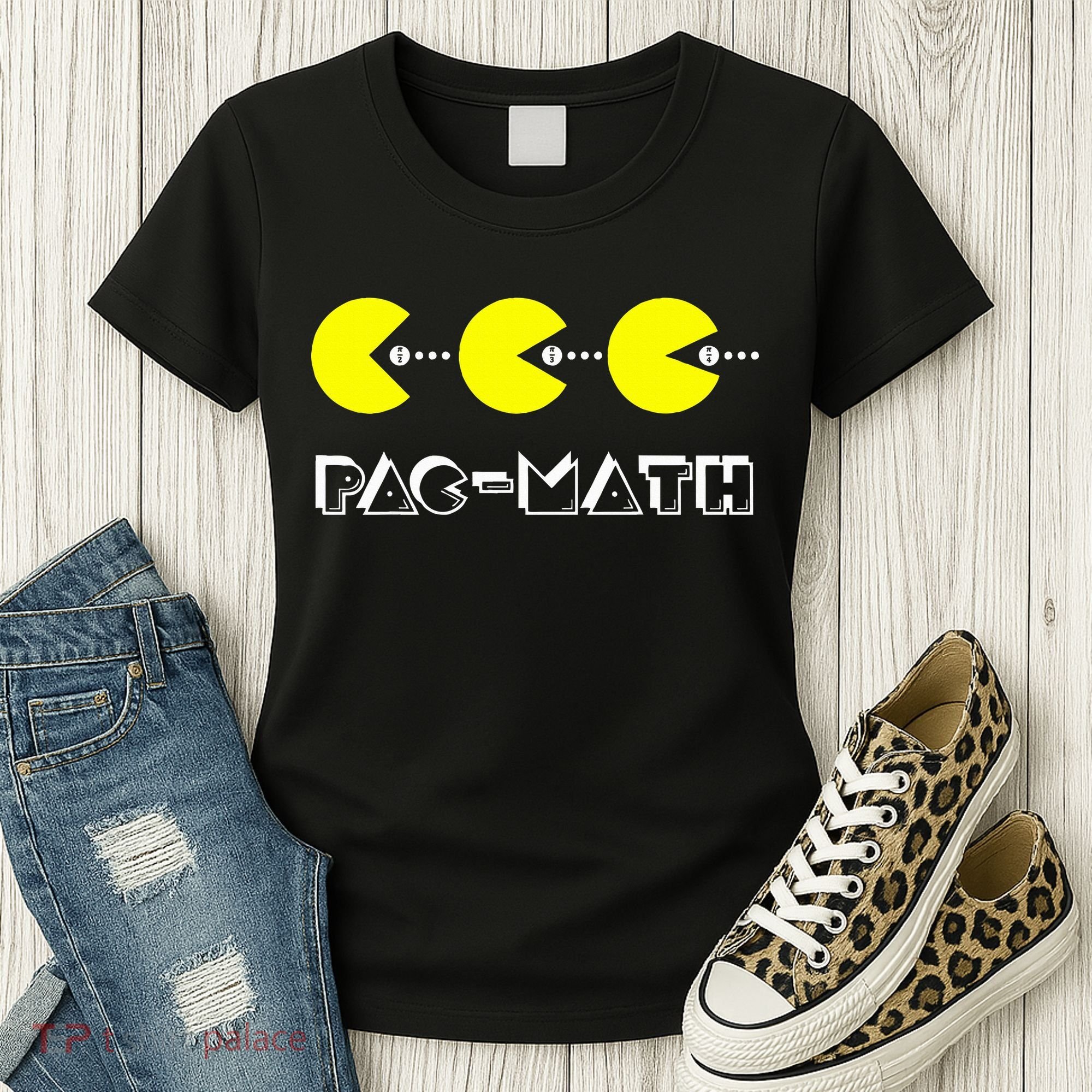 Funny Nerdy Pac Math Nom Retro Game Precalculus Math Teacher Women's T-Shirt