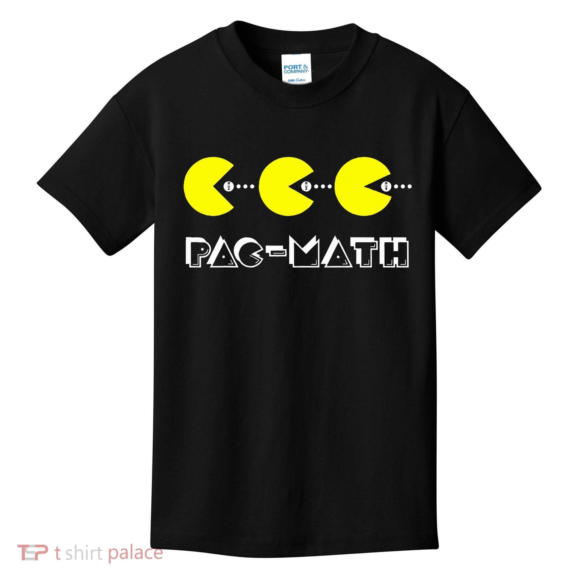 Funny Nerdy Pac Math Nom Retro Game Precalculus Math Teacher Kids T-Shirt
