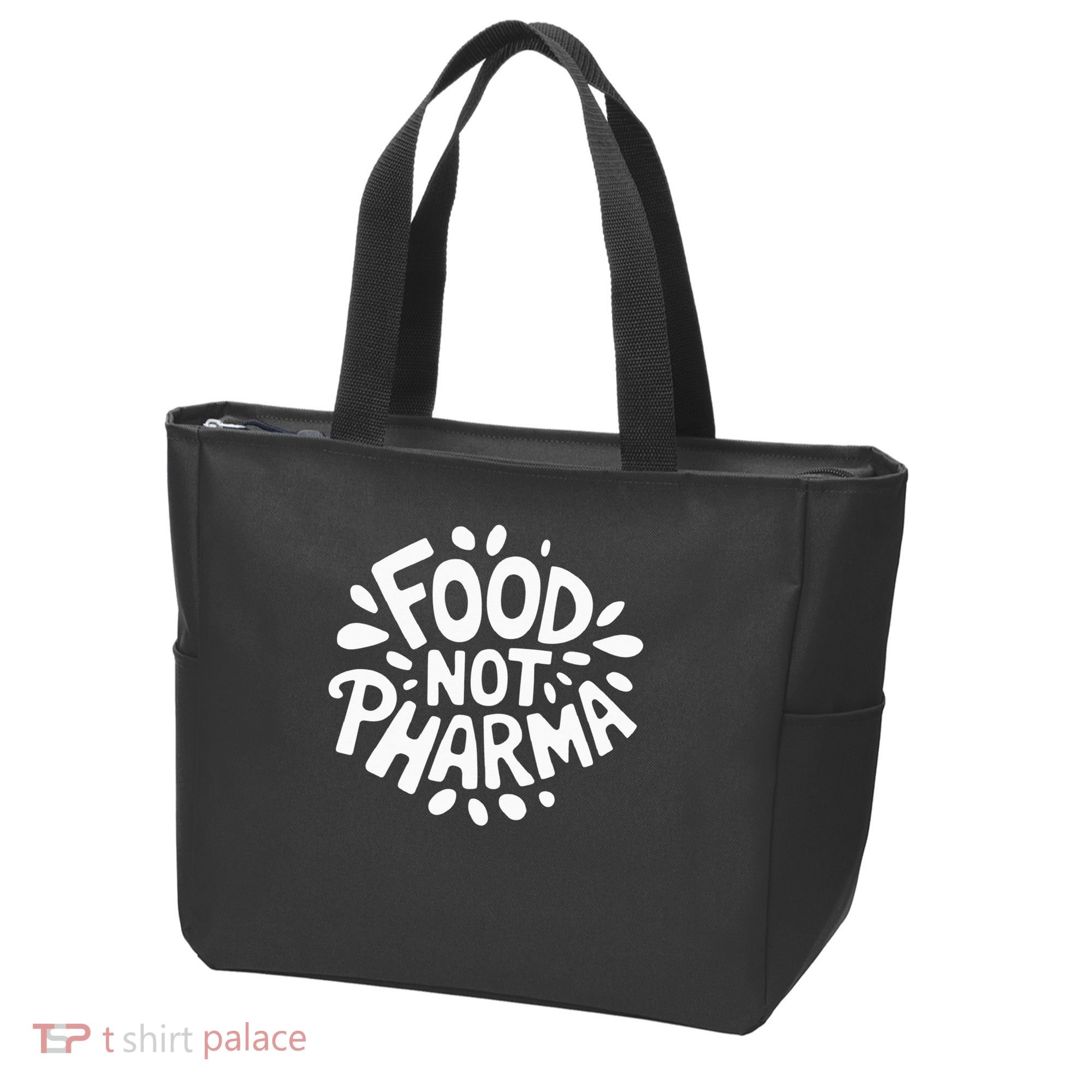 Food Not Pharma Natural Organic Nutrition Tote Bag
