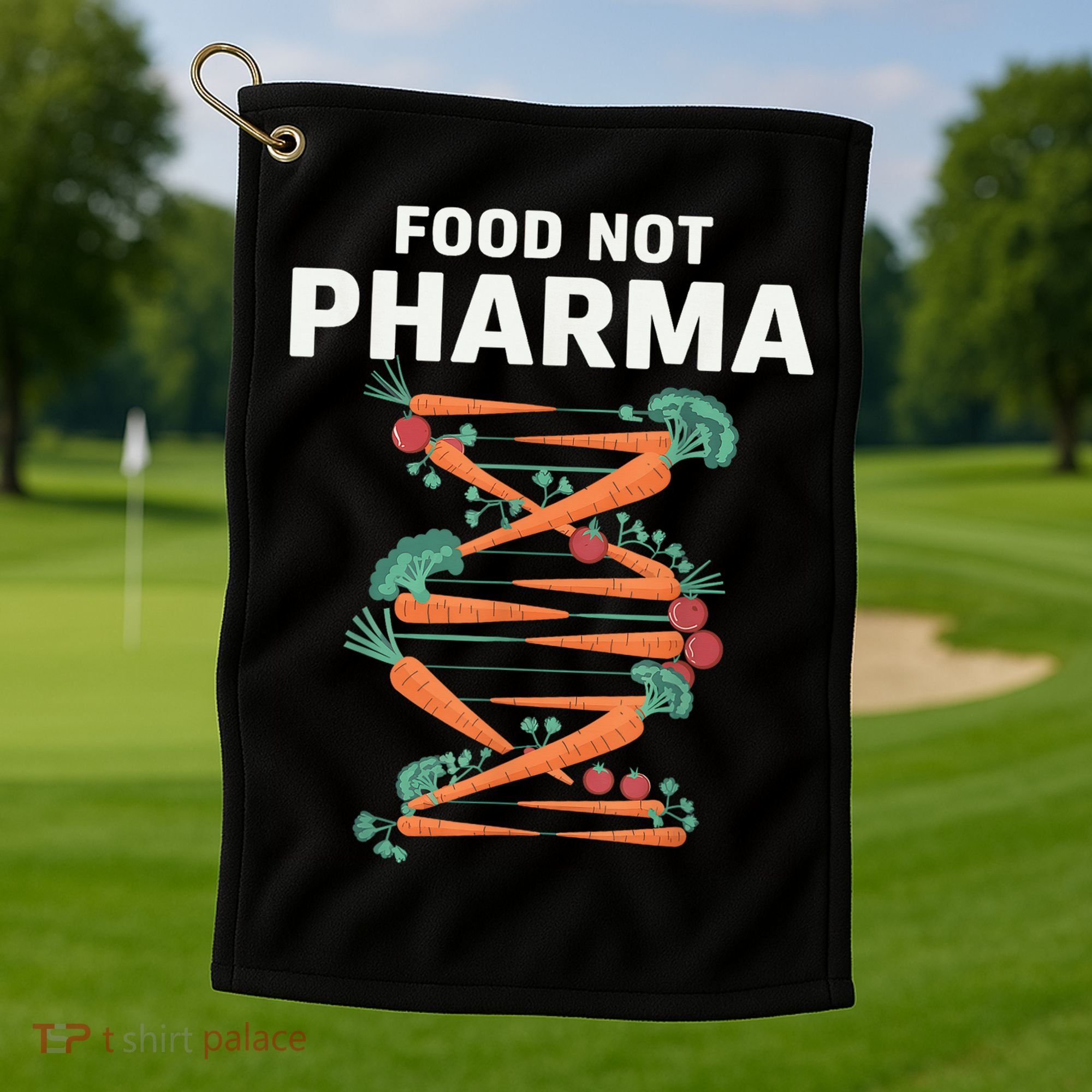 Food Not Pharma Natural Organic Nutrition Golf Towel