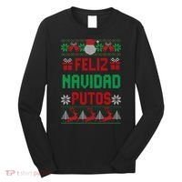 Feliz Navidad Putos Ugly Mexican Christmas Sweater Funny Long Sleeve Shirt thumb 0