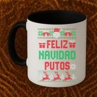 Feliz Navidad Putos Ugly Mexican Christmas Sweater Funny Coffee Mug thumb 2