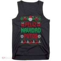 Feliz Navidad Putos Ugly Mexican Christmas Sweater Funny Tank Top thumb 0