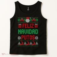 Feliz Navidad Putos Ugly Mexican Christmas Sweater Funny Tank Top thumb 2
