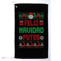 Feliz Navidad Putos Ugly Mexican Christmas Sweater Funny Golf Towel thumb 0