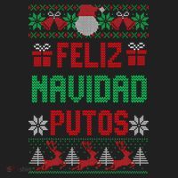 Feliz Navidad Putos Ugly Mexican Christmas Sweater Funny Golf Towel thumb 3