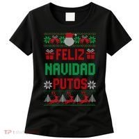 Feliz Navidad Putos Ugly Mexican Christmas Sweater Funny Women's T-Shirt thumb 0