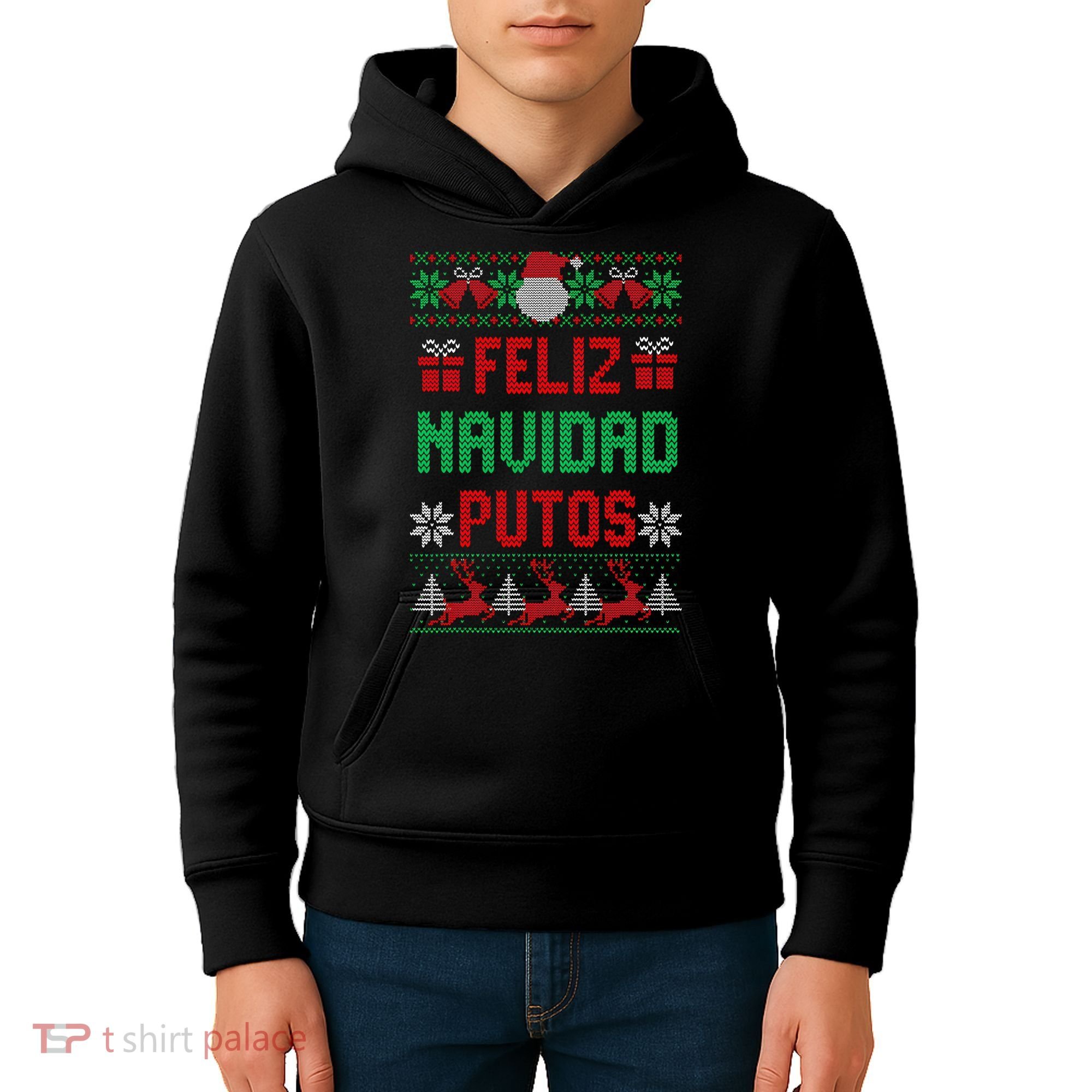 Feliz Navidad Putos Ugly Mexican Christmas Sweater Funny Kids Hoodie