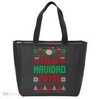 Feliz Navidad Putos Ugly Mexican Christmas Sweater Funny Tote Bag thumb 0