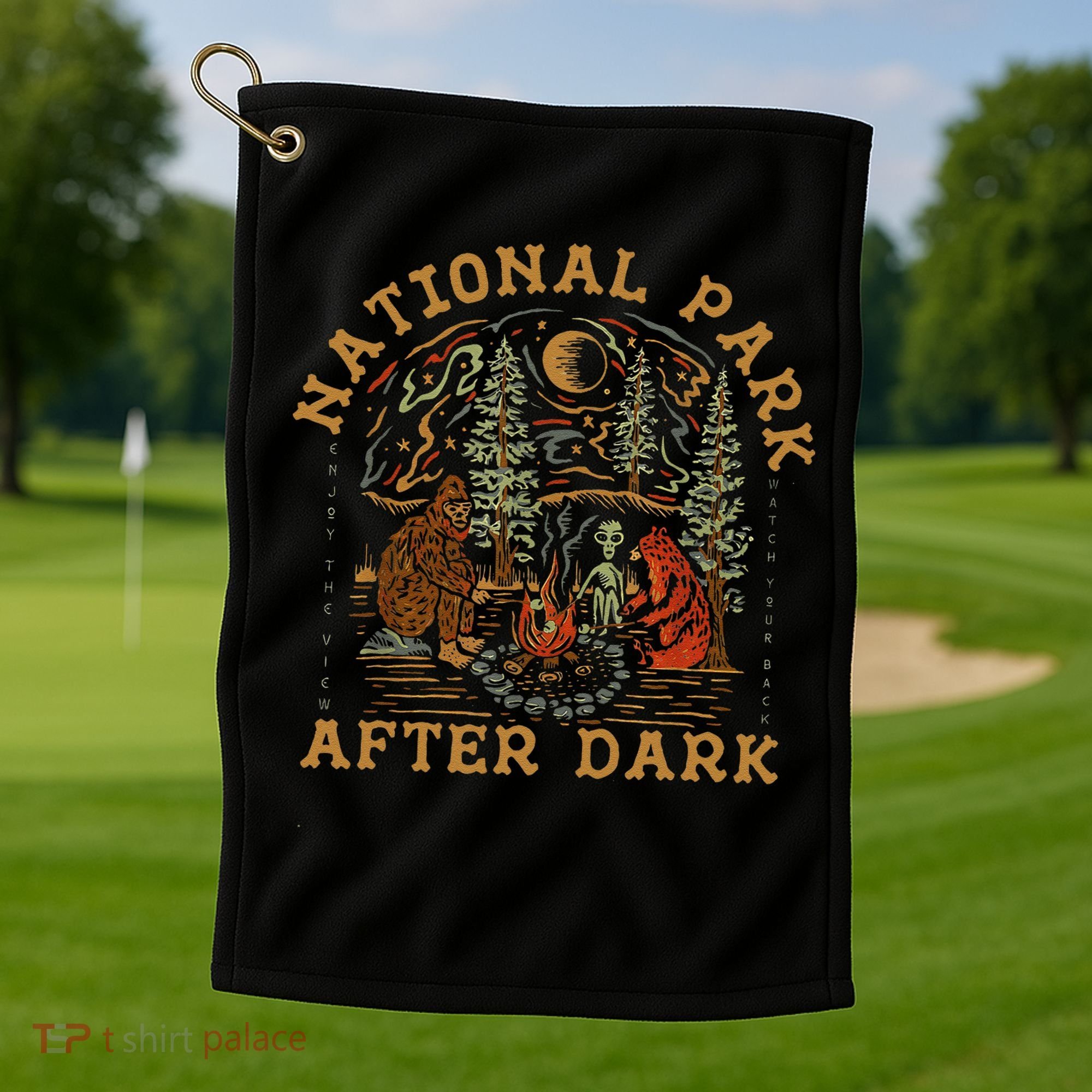 Funny National Park After Dark Gift Golf Towel
