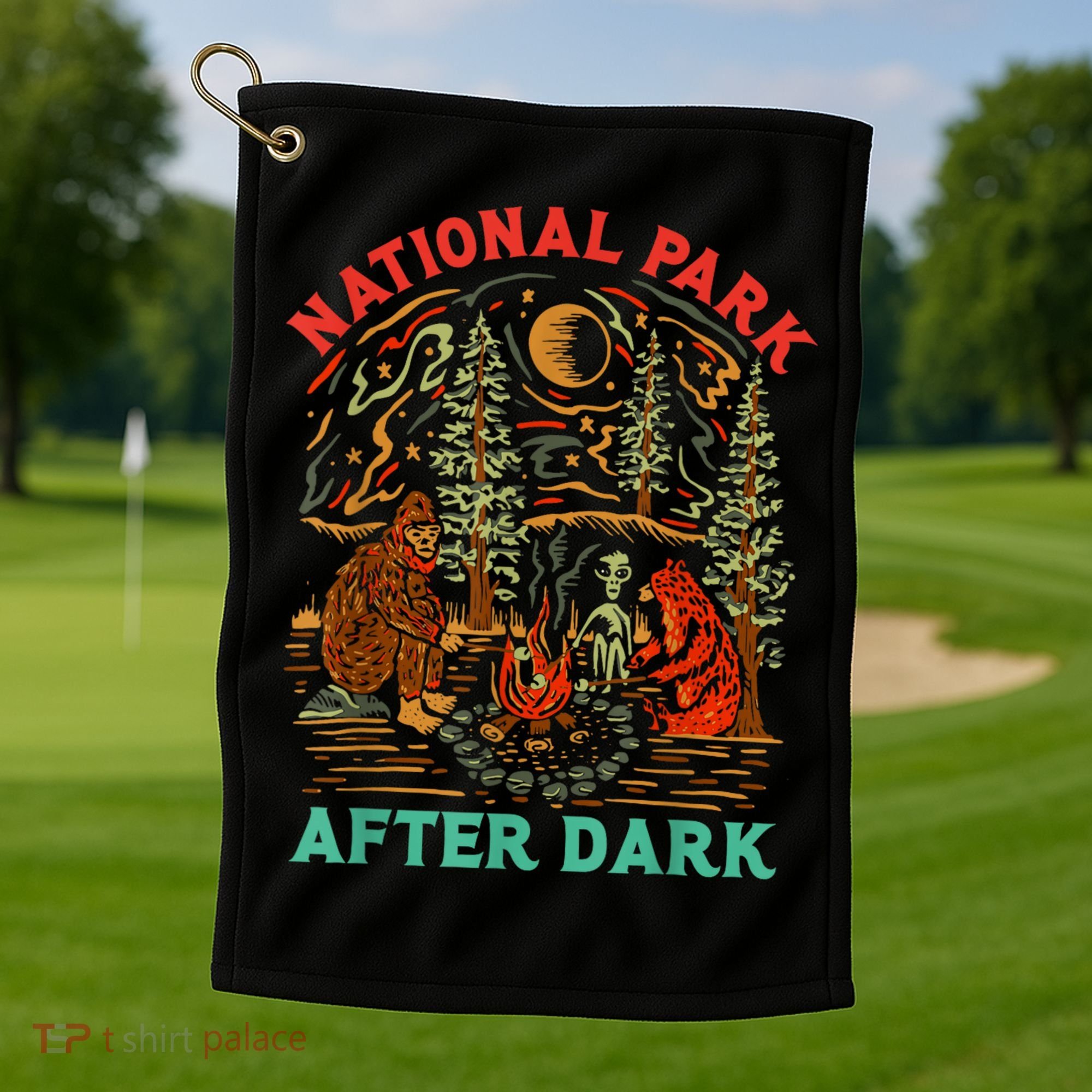 Funny National Park After Dark Golf Towel