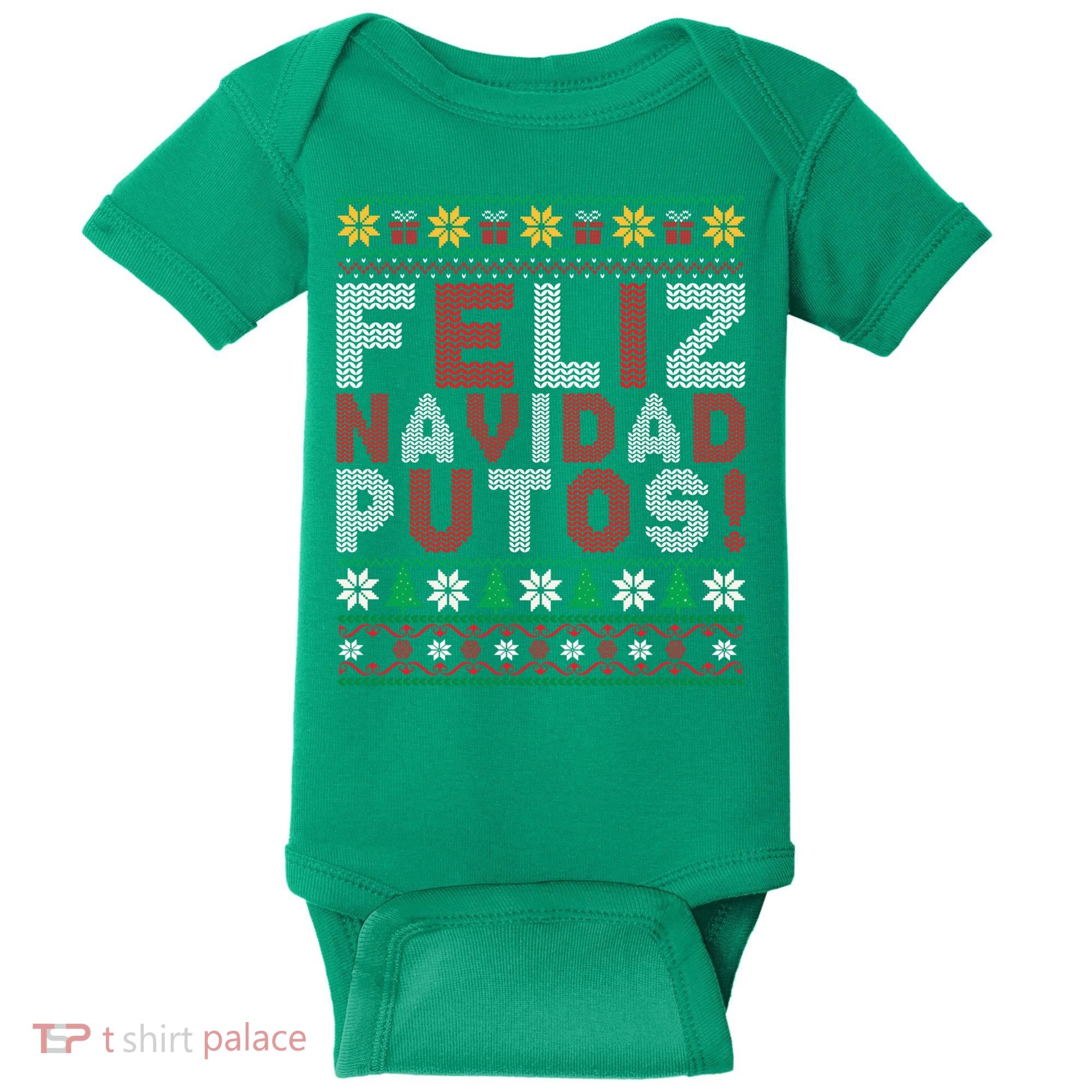 Feliz Navidad Putos Ugly Sweater Christmas Funny Baby Bodysuit